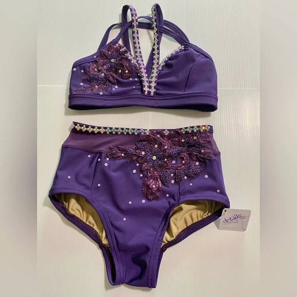 Custom solo dance convention contemporary costume 2 piece purple MA adult NEW